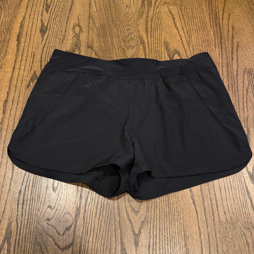 Lands End Womens Solid Black Swim Suit Cover Up Shorts Dry Fit Plus Size 18